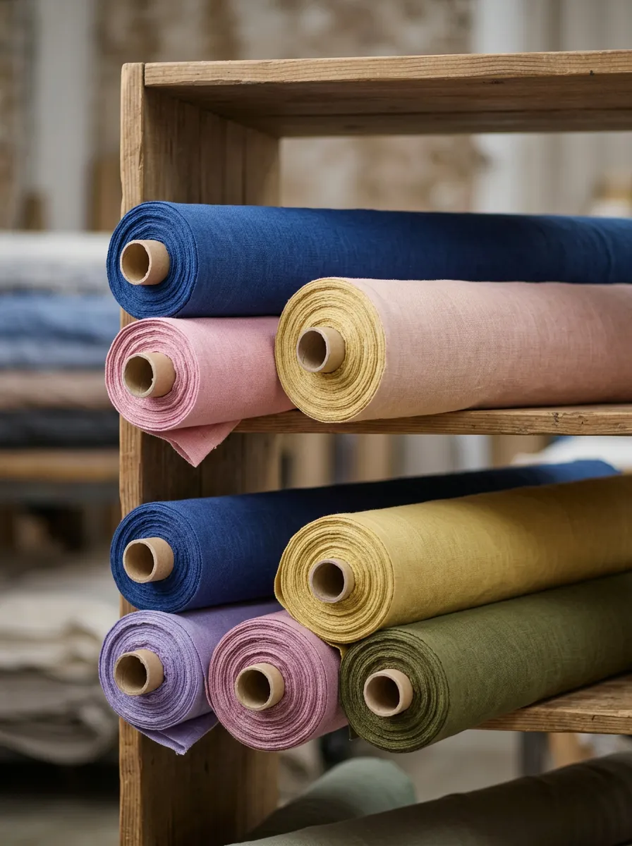 Rollos de tela en colores variados